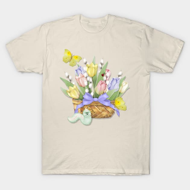 Spring Tulip Basket T-Shirt by SpiceTree